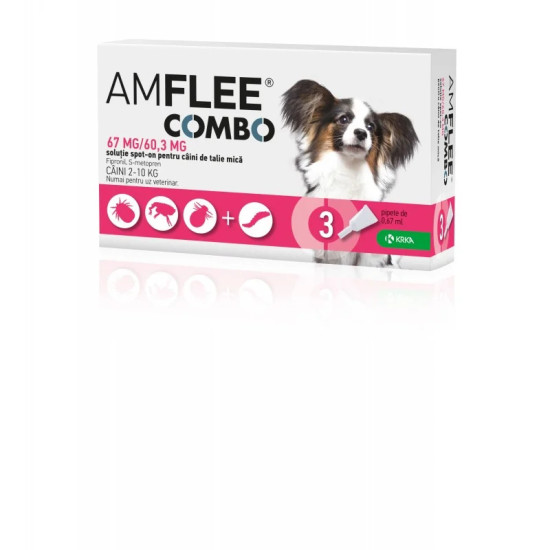 Amflee Combo Dog S – Deparazitare externa pentru Câini 2–10 kg (3 x 134 mg, Krka)